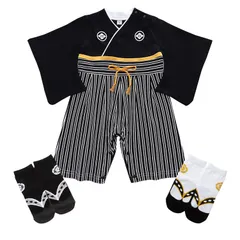 【特価商品】靴下付き 赤ちゃん 着物 新生児 和服 フォーマル 衣装 出産祝い 袴風 ギフト 子供服 お食い初め 和柄 お宮参り 綿100% 初節句 袴カバーオール 70 男の子 80 ロンパース 90 袴 100 ベビー服