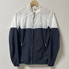 (^w^)b le coq sportif ルコックスポルティフ ポリエステル100% スタンドカラー ジャケット ジャンパー ブルゾン フルジップ 軽量 バイカラー 切り替え 無地 ホワイト ネイビー 白 紺 メンズ サイズ M OM11200HG