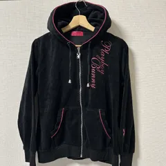 (^w^)b PLAY BOY プレイボーイ ポリエステル100% ジップアップパーカー ベロア ロゴ Playboy Bunny フーディー スウェット ジャージ アウター 羽織り 秋 冬 春 黒 ブラック ピンク メンズ サイズ L OM11203HGのサムネイル