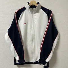(^w^)b NIKE ナイキ ポリエステル100% スタンドカラー フルジップ 切り替え ライン スウッシュロゴ トラックジャケット ジャージ トレーニングウェア スポーツウェア ホワイト ネイビー レッド メンズ サイズ M OM11197HG