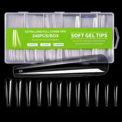 超鬼ロング 240枚 クリア スーパーロング ギャルネイル ロング 付け爪 ネイルチップ (バレリーナSL) COLORBIRD