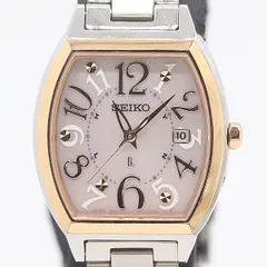 新品同様 保/箱付 稼働 セイコー ルキア 1B32-0BE0 電波ソーラー  ピンク文字盤 レディース腕時計 0022000 2RKT MST ABC19096