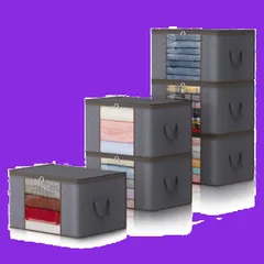 x x 43幅 90L（60長さ 大容量 グレー 6個組 大きく開く上部ファスナー 35高さ 透明窓付き 持ち手 通気性の良い不織布 押し入れ収納 収納 服 洋服収納 cm） 布団収納袋 毛布 収納ボックス 衣類収納 衣装ケース Lifewit