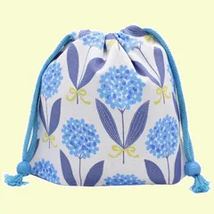 女の子 小 コップ袋 マチあり 小学校 幼稚園 巾着袋 保育園 日本製 手作り シンプル 給食袋 お名前タグ付き マチあり モチーフ あじさい miwaki ピンク 撥水 S