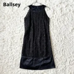 【美品】 Ballsey 38 シルク混ノースリーブワンピース ブラック レース