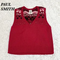 美品 PAUL SMITH ニットベスト ハート M レッド