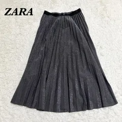 美品 ZARA ウエストゴムプリーツロングスカート XS(SS) ブラック