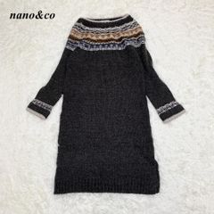 ナノユニバース ノルディック柄 ニットワンピース チャコールグレー ■