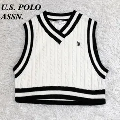 美品 U.S. POLO ASSN. ワイドケーブルニットベスト サイズF