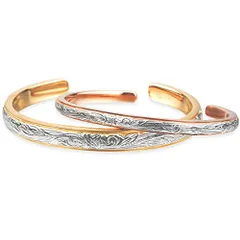 新品 [Aloha lokahi] アロハロカヒ ハワイアンジュエリー ペアバングル サージカルステンレス ブレスレット プルメリア スクロール ローズゴールド イエローゴールド アクセサリー