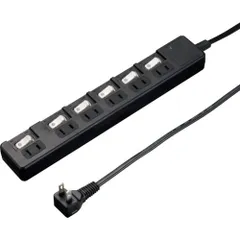 ＹＡＺＡＷＡ　雷ガード付６個口節電タップ１ｍブラック
