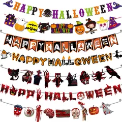 幽霊 三角旗 パーテイー飾り かぼちゃ 飾り付け ゴースト ハロウィン ハロウィン スカル 7点セット ハロウィンイベン ガーランド