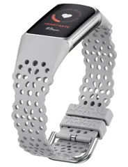 【即日発送】Fitbit Charge6/Charge5バンド フィットビット チャージ6/チャージ5に対応 スポーツバンド レース柄シリコン交換ベルト かわいい おしゃれ 女性 レディース（グレー）