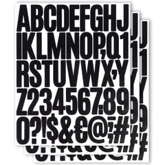 【数量限定】シール 大きい アルファベット ステッカー 番号 ナンバーシール文字シール 数字 防水 白 黒 ブラック ホワイト 3枚セット (2インチ ブラック)