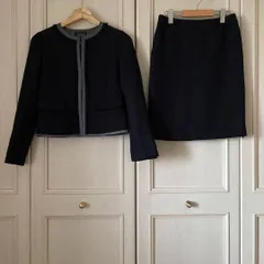 【東あずま店　併売品】 ユナイテッドアローズ UNITED ARROWS ジャケット スーツ セットアップ スカート ツイード　set up　skirt　jaket　ブルー 青 藍色 ネイビー 紺色