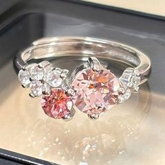 ち*こ様 特売2種類のモアサナイト 華やかなダブルフラワーデザイン