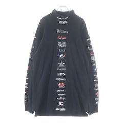 BALENCIAGA ブラック マルチロゴ 長袖カットソー ハイネックロンT