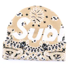 SUPREME (シュプリーム) 24AW Bandana Big Logo Beanie バンダナビッグボックスロゴ ニット帽 ベージュ