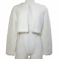 セルフォード CELFORD 美品 22AW ショートファーカーディガン ニット 長袖 モヘヤ混 厚手 フリーサイズ オフホワイト CWNT225063  /X