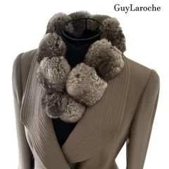 Guy Laroche　ギ・ラロッシュ　ファーマフラー　グレージュミックスのサムネイル
