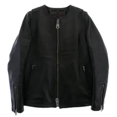 NO ID. ノーアイディ 844203-778L ホースレザー フルタンニン顔料仕上げ ノーカラー 馬革 レザー シングル ライダース ジャケット ブラック系 ワインレッド系 1【中古】のサムネイル