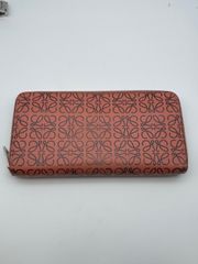 LOEWE リピートアナグラム ラウンドファスナー長財布 ピンク スペイン