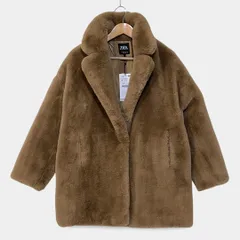 ザラ　ブラウン　フェイクファーコート