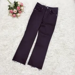 ZARA ザラ クロップド丈フレアデニムパンツ ブラック カットオフ 36