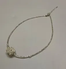 SN1405 クリアビーズ ビーズ 花 ネックレス アクセサリー アンティーク