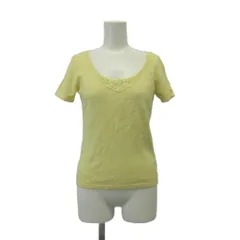 アンタイトル UNTITLED カットソー ニット ウール  黄 イエロー 半袖 ラウンドネック レース装飾 /MD ■GY58