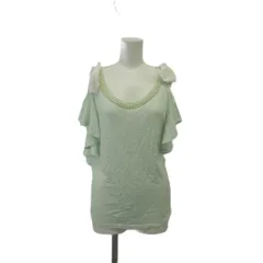 セシルマクビー CECIL McBEE カットソー フリルスリーブ M 緑 パステル グリーン 半袖 フリル袖 パール装飾 /MD ■GY58