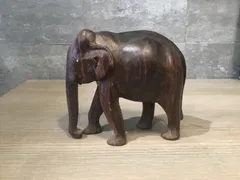 インド　木彫り　象　置物