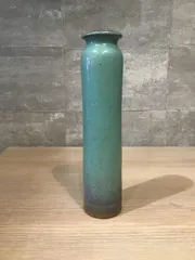 17 青緑色　陶器　花器　花瓶　壺　陶芸　送料無料のサムネイル