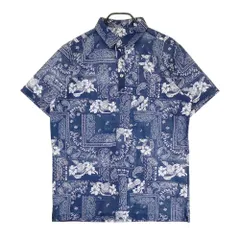 サイズ：XL PUMA GOLF プーマゴルフ  半袖ポロシャツ メッシュ バンダナ ハイビスカス柄 ネイビー系 [240101571270] ゴルフウェア メンズ ストスト