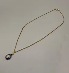 SN1408 七宝焼 花柄 雫型 ネックレス ゴールド アクセサリー アンティーク