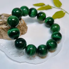 【E18466】グリーンタイガーアイ (着色）16㎜ タイガーアイ 虎眼石 虎目石  ビーズ連 アクセサリー素材 天然石 パワーストーン