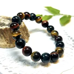 【E18473】ミックスタイガーアイ 10㎜　3色タイガーアイ　虎目石 タイガーズアイ Tiger's Eye 天然石　bracelet