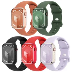 5本セット アップルウォッチ バンド コンパチブル Apple Watch バンド 38mm 40mm 41mm 42mm 44mm 45mm 46mm 49mm, スポーツストラップ 交換ベルト 柔らかいシリコン素材 通気性 防水性 に対応 iWatch 1