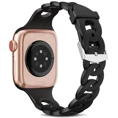 コンパチブル アップルウォッチ Apple Watch バンド46mm38mm40mm41mm42mm44mm45mm49mmプリストバンドサークルチェーンデザインiWatch 10 11 9 8 SE 7 6 5 4 3 2 1柔らかいシリコン素材 防汗 細