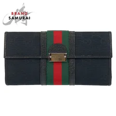 美品 GUCCI グッチ シェリーライン ブラック 黒 GGキャンバス/レザー 150674 長財布 ロングウォレット メンズ 601163【中古】