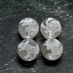 【ER18711】 四神　10㎜　カービング　(朱雀、青龍、玄武、白虎)セット　水晶