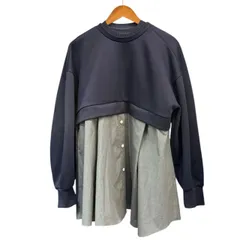 nagonstans ナゴンスタンス 25AW shirt layered round pullover レイヤードプルオーバーシャツ 470IA880-2161 M ネイビー 15258のサムネイル