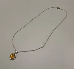 SN1411 シトリン ドロップ ネックレス トップ SILVER刻印 アクセサリー アンティーク