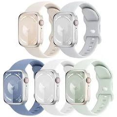 5本セット アップルウォッチ バンド コンパチブル Apple Watch バンド 38mm 40mm 41mm 42mm 44mm 45mm 46mm 49mm, スポーツストラップ 交換ベルト 柔らかいシリコン素材 通気性 防水性 に対応 iWatch 1