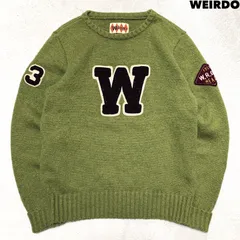 WEIRDO / GLAD HAND School Knit Sweater スクールニット セーター ロゴワッペン Mサイズ ライムグリーン 緑系 ウィアード グラッドハンドのサムネイル