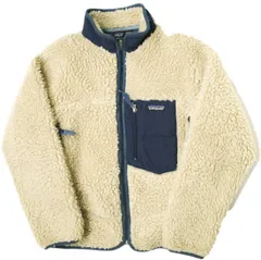 PATAGONIA パタゴニア アメリカ製 2000年製 KID'S CLASSIC RETRO CARDIGAN クラシックレトロカーディガン 85557 KID'S 12 ナチュラル/ネイビー MADE IN USA 00AW ボア フリース ジャケット
