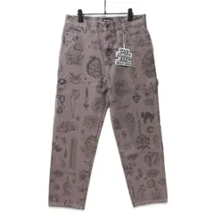 未使用 BLACKEYEPATCH ブラックアイパッチ UE TATTOO FLASH DUCK PANTS BEPFW25PA23 ワークパンツ 総柄 ダック生地 CHACOAL L 27113032