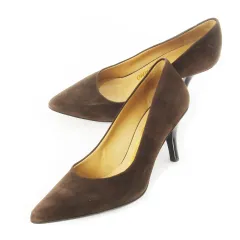 サルヴァトーレフェラガモ Salvatore Ferragamo パンプス スエード レザー 革 ハイヒール アーモンドトゥ 5 22.0cm 茶 ブラウン /CK7 ■GY19