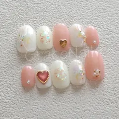 No.2274 現品販売！ネイルチップ　ピンク/ハート/ニュアンス