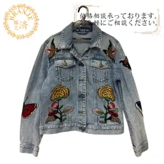 GUCCI グッチ 刺繍 花柄 デニム デニムジャケット ブルー レディースのサムネイル